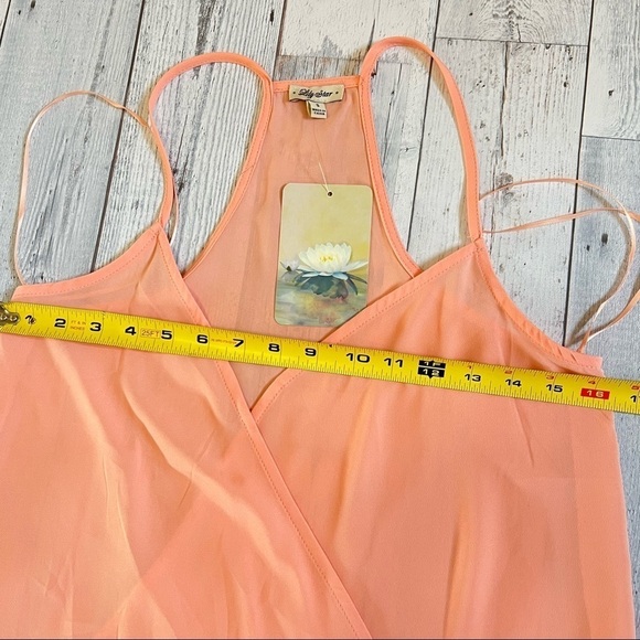Lily Star Women’s Halter Sleeveless Peach Sheer‎ Tunic Top Size S - Picture 10 of 11